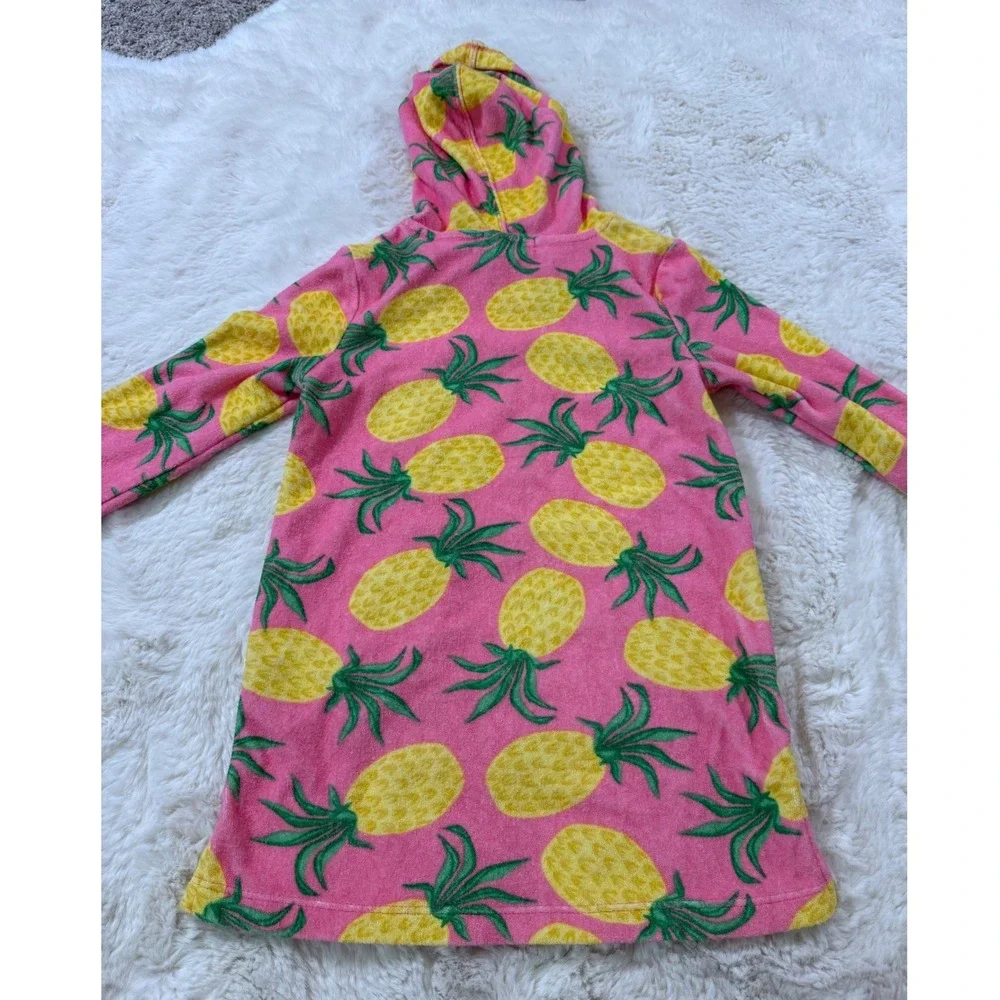 Tommy Bahama Pineapple Hooded Cover Up Dress 4T Pink Terry Cloth Swim Beach